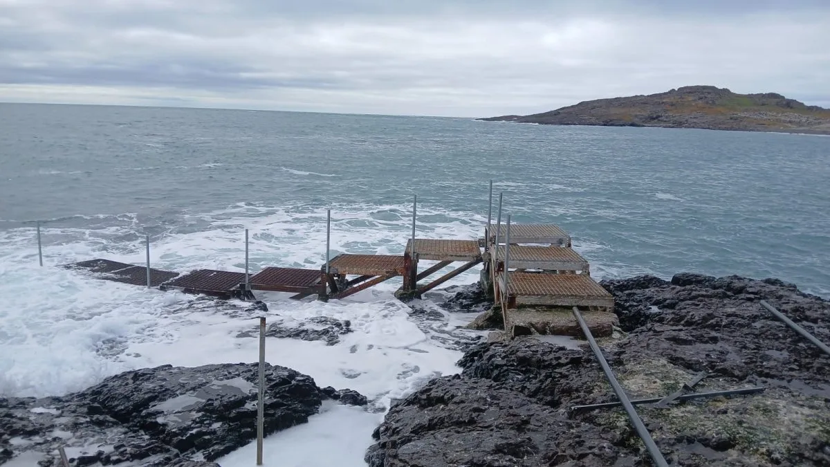 Instalaron pasamanos en el desembarco del Parque Marino Isla Pingüino