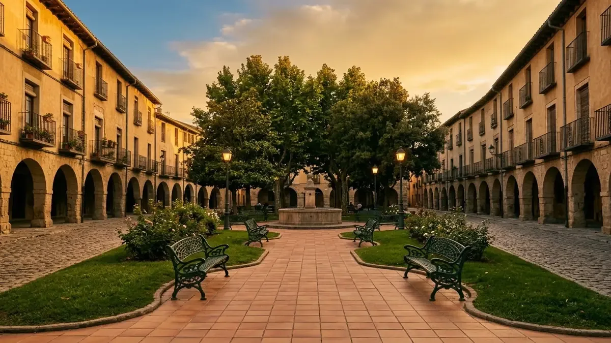 Plaza central del casco histórico con edificios de fachada clásica